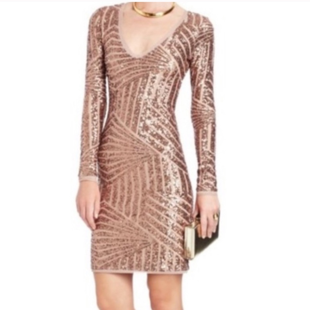 BCBG Morris Dress Rose Gold Art Deco